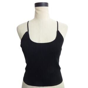 Zara Black Ribbed Tank Strappy Top S